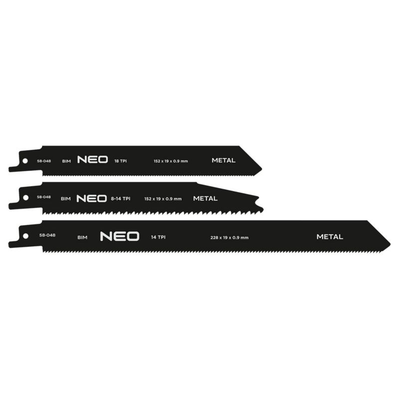 Brzeszczoty NEO TOOLS do piły szablastej, BIM, zestaw  3 szt.