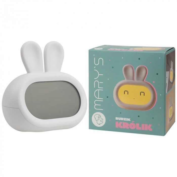 Budzik dla dziecka Eco Light z funkcją lampki nocnej KRÓLIK 0,4W biały MARY'S 1szt.