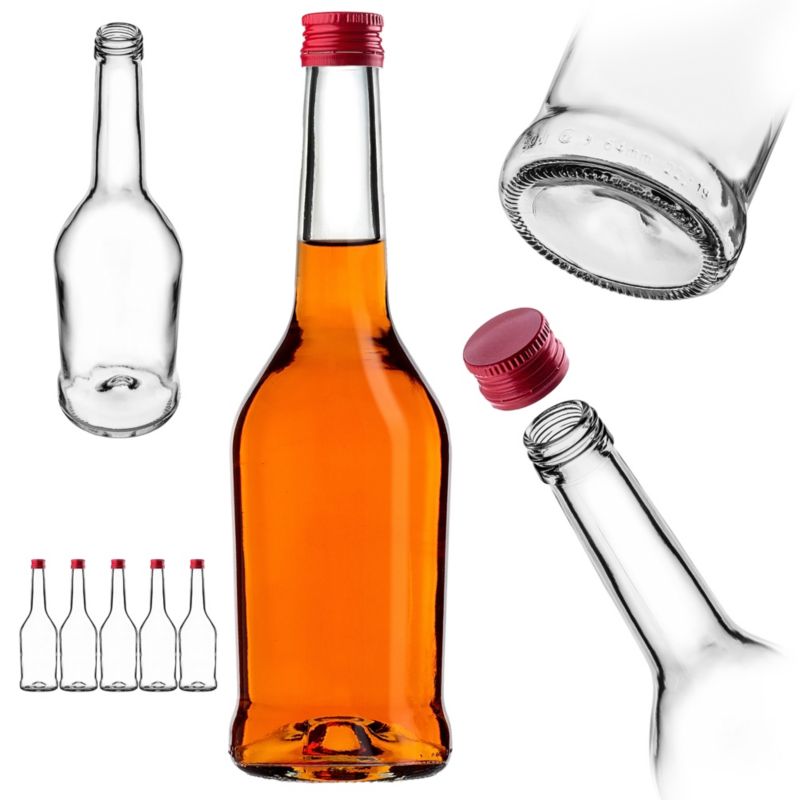 Butelka KADAX szklana 500 ml z czerwoną zakrętką 5 szt.