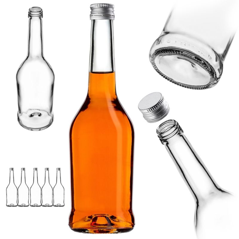 Butelka KADAX szklana 500 ml z srebrną zakrętką 5 szt.