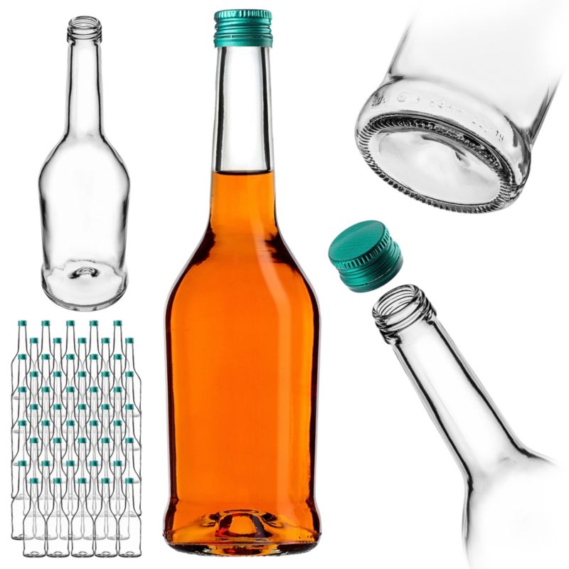Butelka KADAX szklana 500 ml z zieloną zakrętką 50 szt.