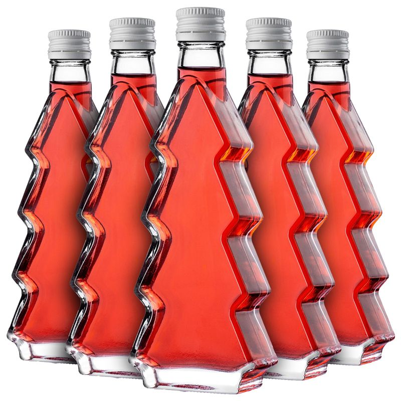 Butelka KADAX szklana choinka 200ml z białą zakrętką 5 szt.