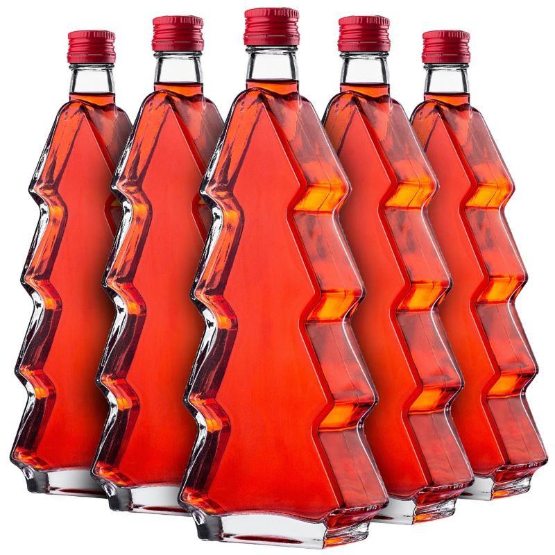 Butelka KADAX szklana choinka  500ml z czerwoną zakrętką 5 szt.