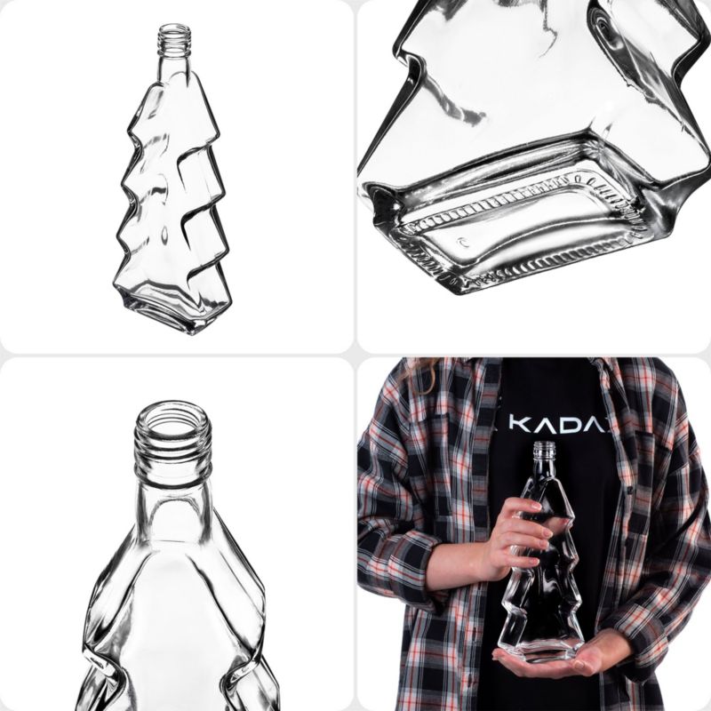 Butelka KADAX szklana choinka  500ml z czerwoną zakrętką 5 szt.