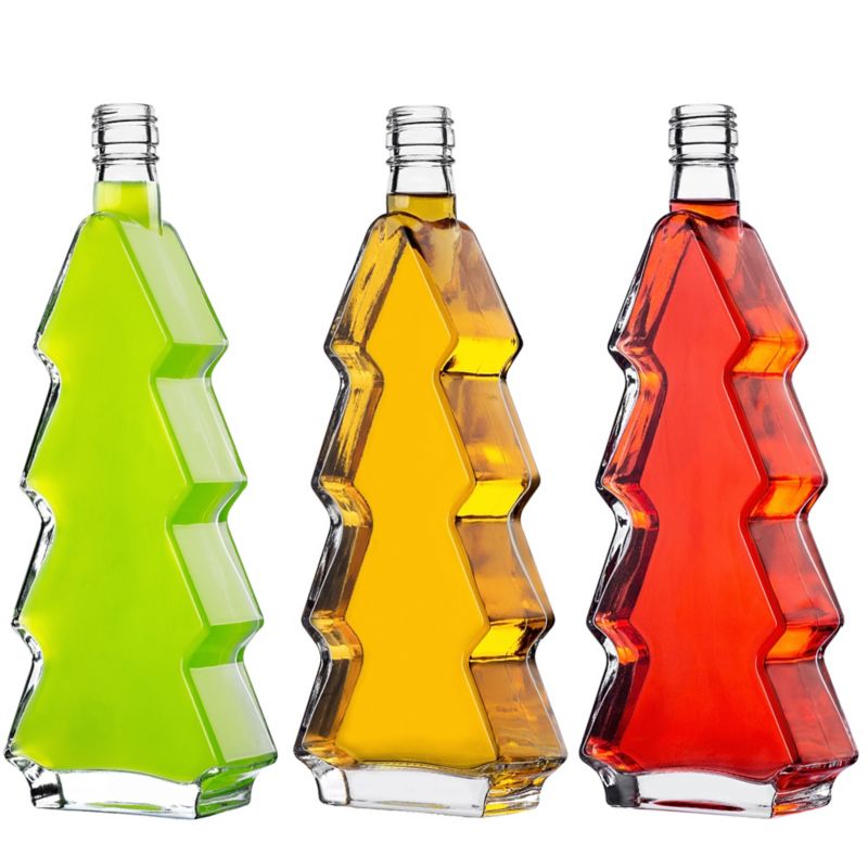 Butelka KADAX szklana choinka 500ml z srebrną zakrętką 10 szt.