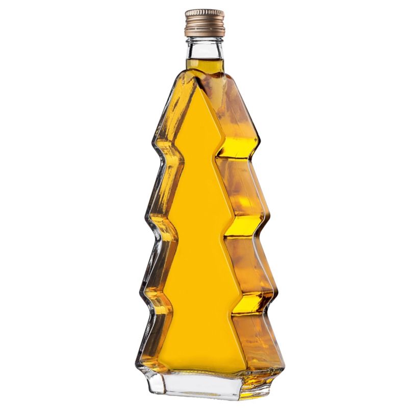 Butelka KADAX szklana choinka 500ml z złotą zakrętką 1 szt.