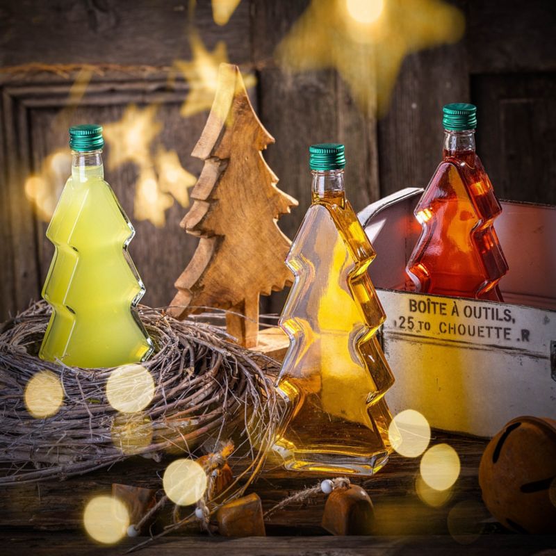 Butelka KADAX szklana choinka  500ml z zieloną zakrętką 10 szt.