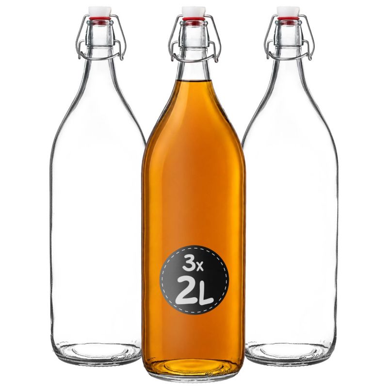 Butelka KADAX Szklana do nalewek 2000 ml z korkiem, 3 szt.