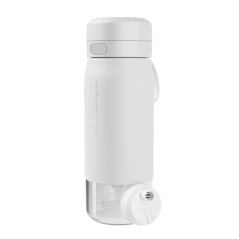Butelka na wodę, Wessper, filtrująca, szkło borokrzemowe, bidon, z filtrem do wody, 500ml, B2 GLASS Actitex, biały, 1szt