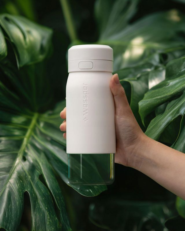 Butelka na wodę, Wessper, filtrująca, szkło borokrzemowe, bidon, z filtrem do wody, 500ml, B2 GLASS Actitex, biały, 1szt
