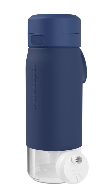 Butelka na wodę, Wessper, filtrująca, szkło borokrzemowe, bidon, z filtrem do wody, 500ml, B2 GLASS Actitex, niebieska, 1szt