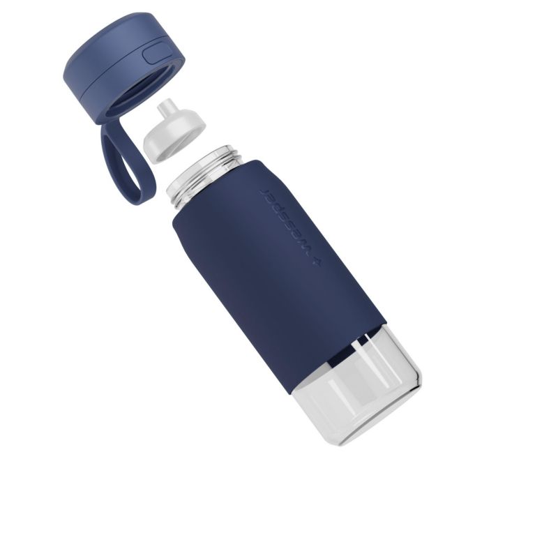 Butelka na wodę, Wessper, filtrująca, szkło borokrzemowe, bidon, z filtrem do wody, 500ml, B2 GLASS Actitex, niebieska, 1szt