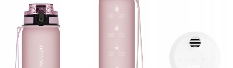 Butelka na wodę, Wessper, filtrująca, tritanowa, bidon + 5x filtr wody, 500ml, B4 TRITAN Actitex, różowa, 6szt