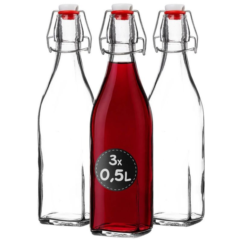 Butelka Szklana Butelki Szklane 0,5L 500 ml Na Wino Nalewki 3 szt Z Korkami