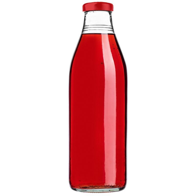 Butelka szklana KADAX na sok 1L z zakrętką czerwoną 1 szt.