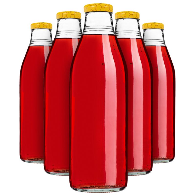 Butelka szklana KADAX na sok 1L z zakrętką "Kubuś Puchatek" 5 szt.