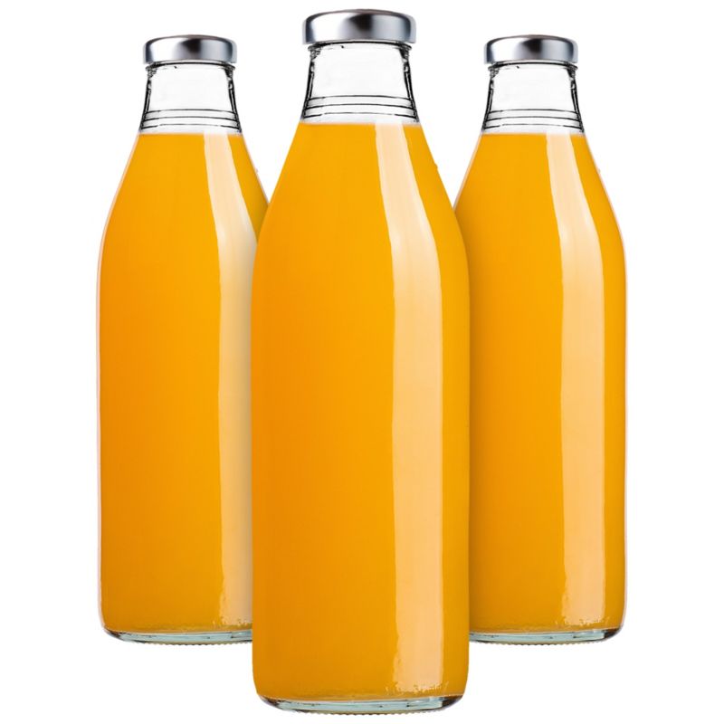 Butelka szklana KADAX na sok 1L z zakrętką srebrną 3 szt.