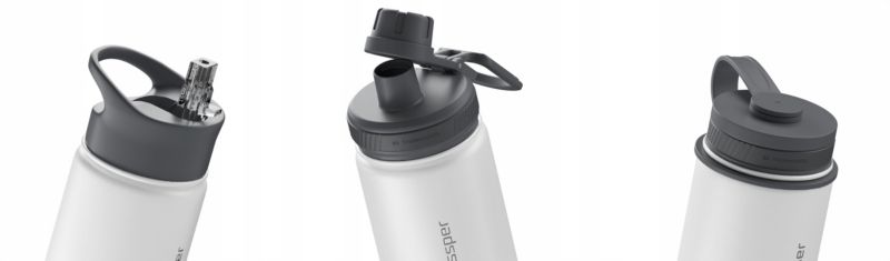Butelka termiczna, Wessper, B3 THERMOSTEEL, termos na kawę, trzy ustniki, stal, 0.5l, biały, 1szt
