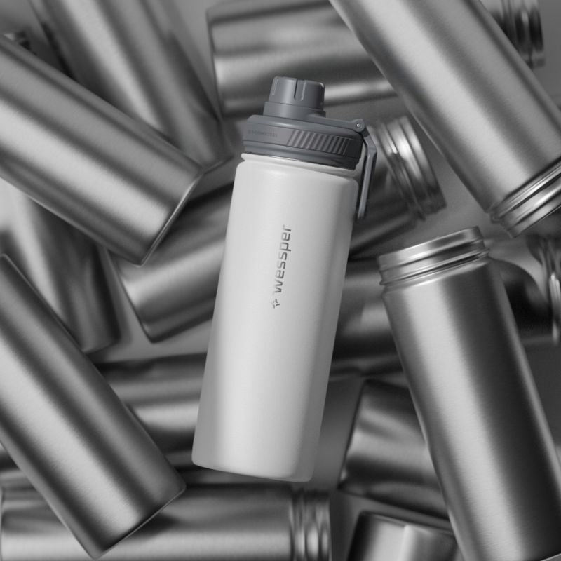 Butelka termiczna, Wessper, B3 THERMOSTEEL, termos na kawę, trzy ustniki, stal, 0.5l, biały, 1szt