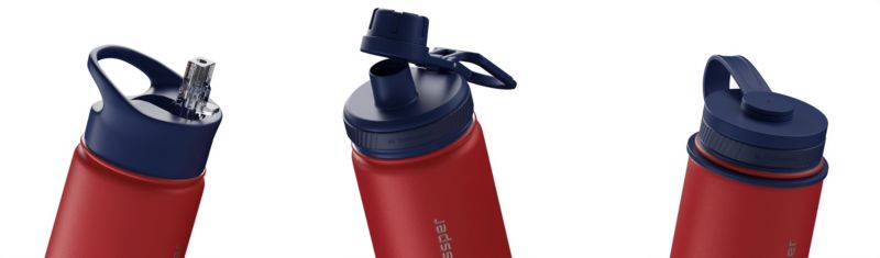 Butelka termiczna, Wessper, B3 THERMOSTEEL, termos na kawę, trzy ustniki, stal, 0.7l, czerwony, 1szt