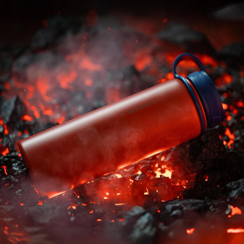Butelka termiczna, Wessper, B3 THERMOSTEEL, termos na kawę, trzy ustniki, stal, 0.7l, czerwony, 1szt