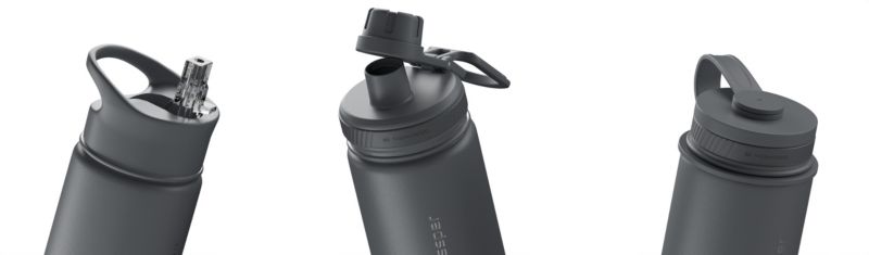 Butelka termiczna, Wessper, B3 THERMOSTEEL, termos na kawę, trzy ustniki, stal, 0.7l, szary, 1szt
