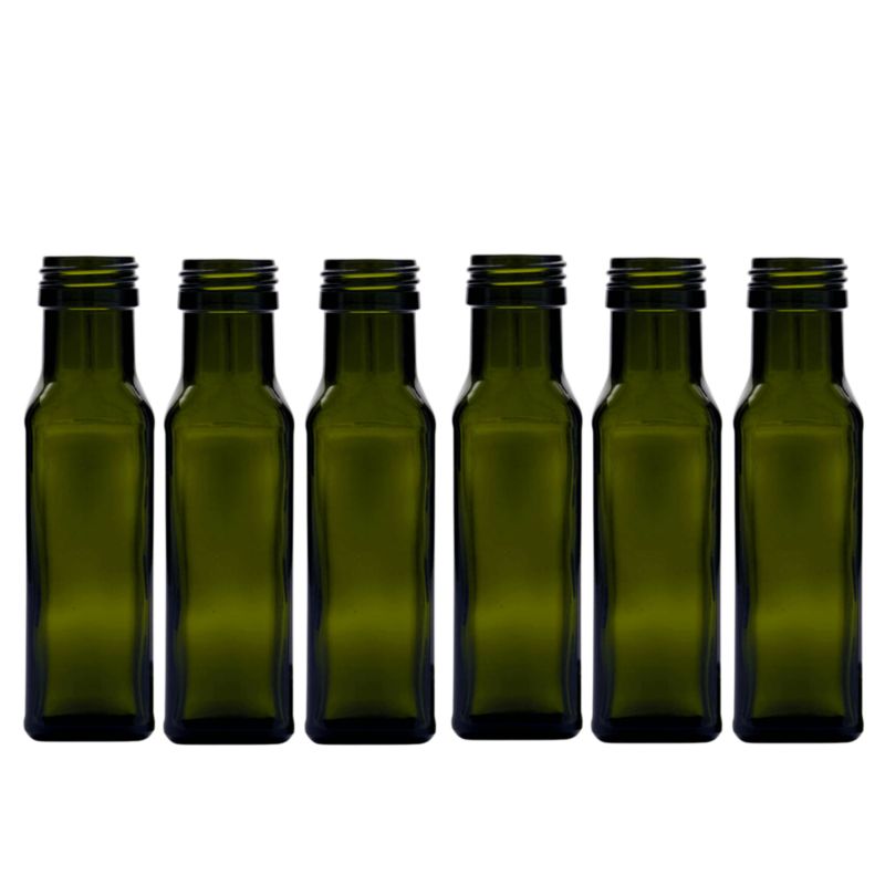 Butelki szklane MODO24 100 ml maraska kwadratowa zielona na oliwę fi 31 bez nakrętek 6 szt.