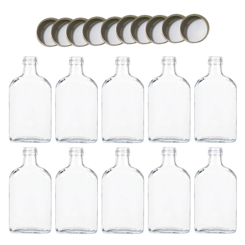 Butelki szklane MODO24 200 ml piersiówka do kieszeni fi 28 z nakrętkami 10 szt.