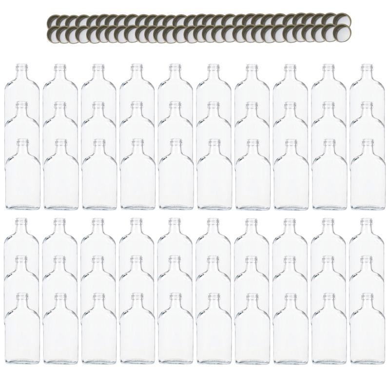 Butelki szklane MODO24 200 ml piersiówka do kieszeni fi 28 z nakrętkami 60 szt.