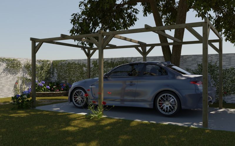 Carport Wiata garażowa ALTANKA 3x5,10 m - 15,30 m2, drewniana, 1szt.