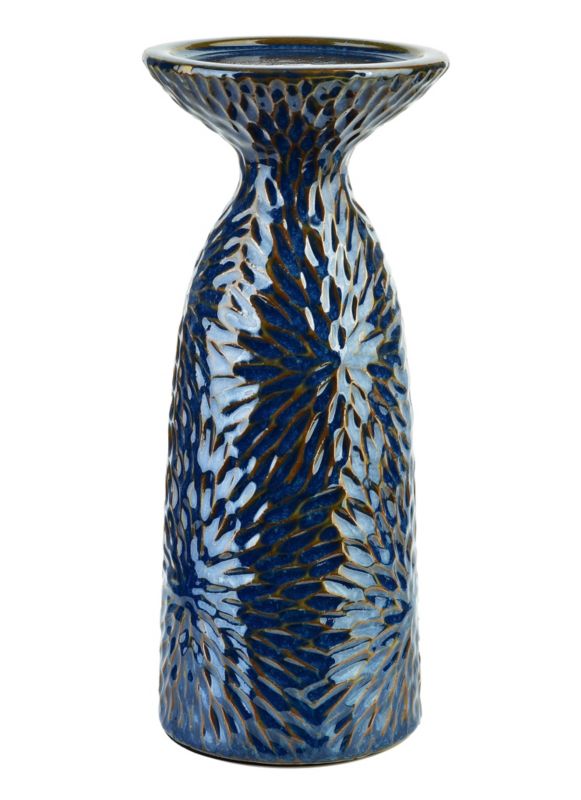 Ceramiczny świecznik Mondex Yarine Blue 11x10x25,5 cm niebieski 1 szt.