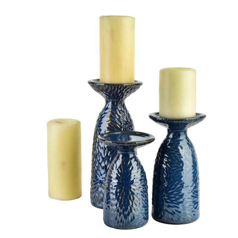 Ceramiczny świecznik Mondex Yarine Blue 11x10x25,5 cm niebieski 1 szt.
