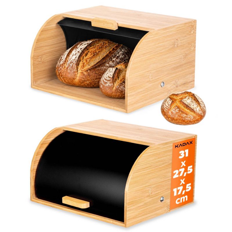 Chlebak KADAX bambusowy stal nierdzewna pojemnik na pieczywo chleb 31x27,5x17,5cm 1 szt.