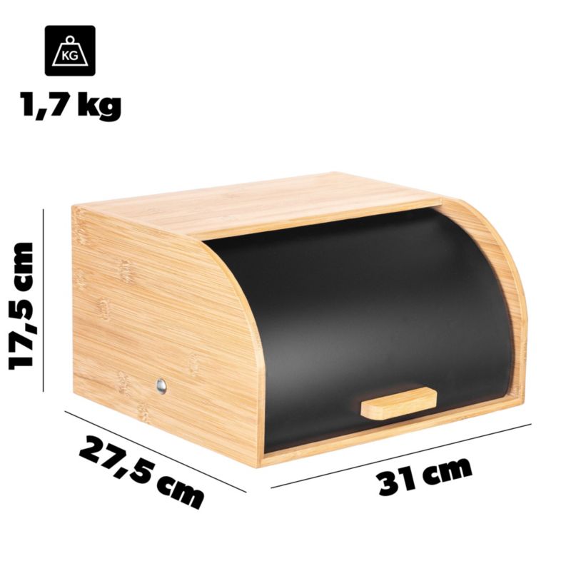 Chlebak KADAX bambusowy stal nierdzewna pojemnik na pieczywo chleb 31x27,5x17,5cm 1 szt.