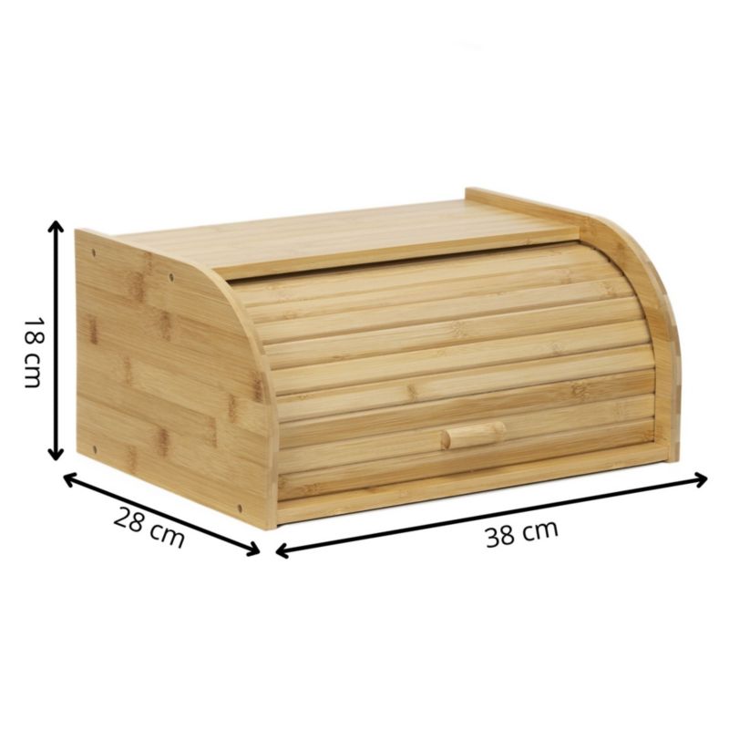 Chlebak Springos 38x28x18 cm bambusowy z roletą zamykany, brązowy 1 szt.
