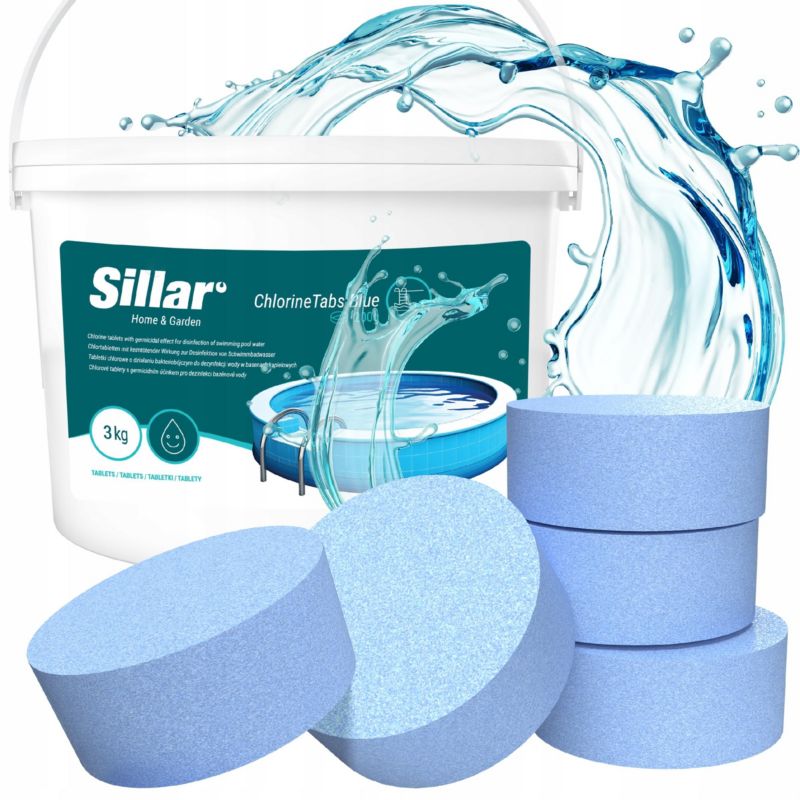 Chlor do basenu, Sillar, w tabletkach, 11w1, do dezynfekcji wody w basenach, jacuzzi, 3kg, 200g, 1szt