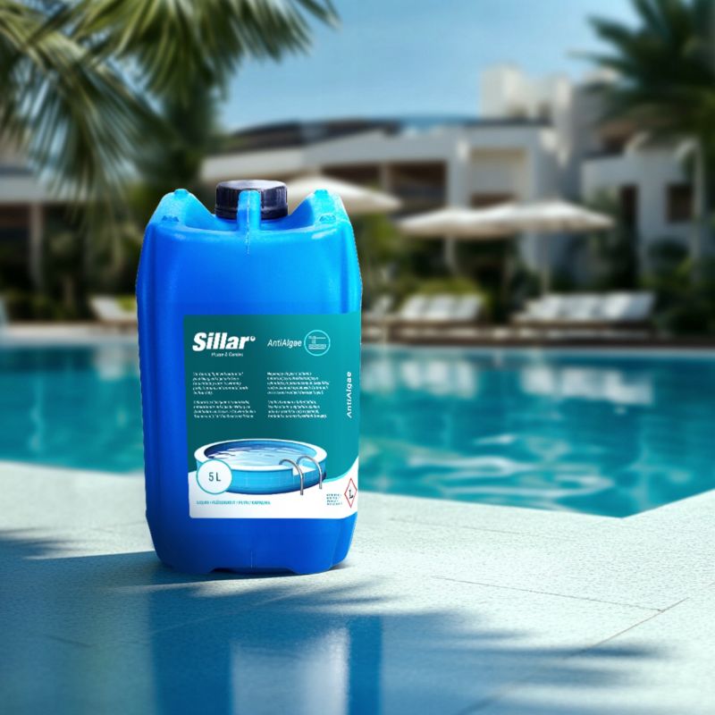 Chlor w tabletkach, Sillar, do basenu, jacuzzi, tabletki 200g, 5kg + Antyglon, w płynie, 5l, zestaw chemii basenowej, 2szt