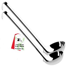 Chochla KADAX Łyżka Nabierka Do Zupy Zestaw Srebrny 7+8cm 2 szt.