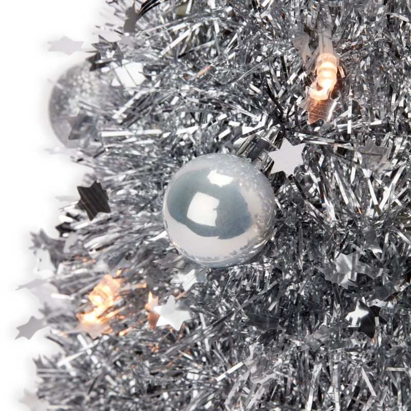 Choinka sztuczna LED mała 50 cm srebrna