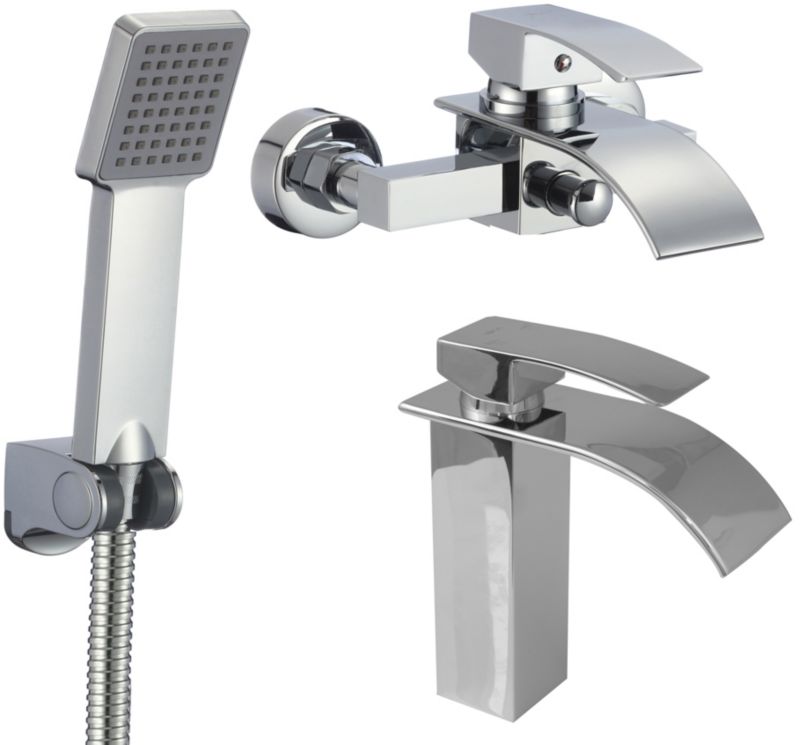 Chromowany zestaw Yoka Home bateria umywalkowa i wannowa  - 1 szt.