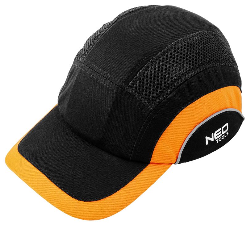 Czapka z daszkiem NEO TOOLS ze wzmocnieniem, czarno-pomarańczowa, CE 1 szt