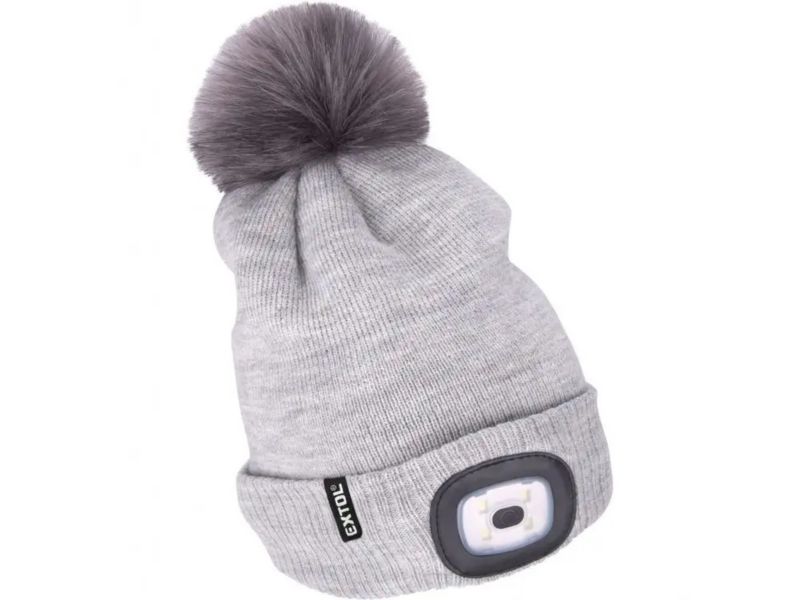 Czapka zimowa Extol led ciepła unisex z pomponem szara 1 szt.