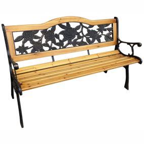 Czarna ławka ogrodowa ROSA z lakierowanym drewnem i stalowymi nogami szerokość 127 cm 1 szt.