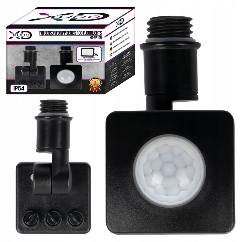 Czujnik PIR XUDO do halogenu PP Seria 100 zewnętrzny IP65 halogen lampa 1 szt.