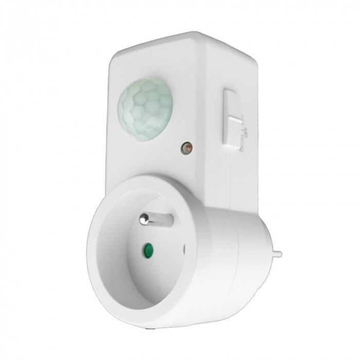 Czujnik ruchu Ecolight podczerwień PIR biały do 9 metrów wtykany do gniazdka IP20 wym: 9,5 x 4,5 x 3,5 cm - 1 szt.