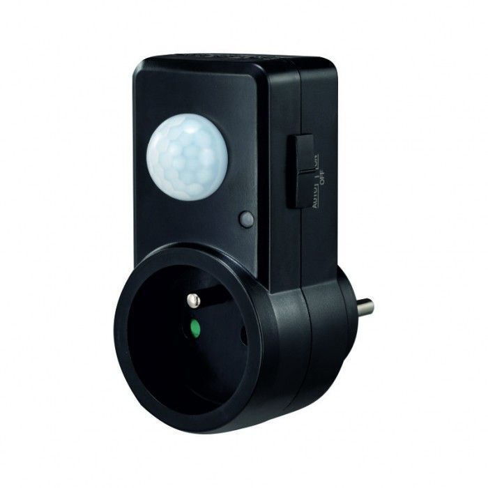 Czujnik ruchu Ecolight podczerwień PIR czarny do 9 metrów wtykany do gniazdka IP20 wym: 9,5 x 4,5 x 3,5 cm - 1 szt.
