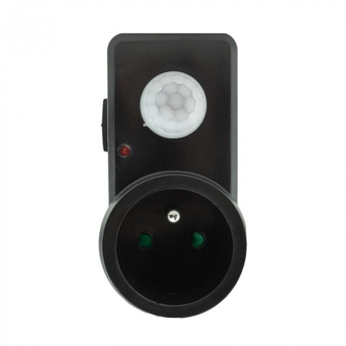 Czujnik ruchu Ecolight podczerwień PIR czarny do 9 metrów wtykany do gniazdka IP20 wym: 9,5 x 4,5 x 3,5 cm - 1 szt.