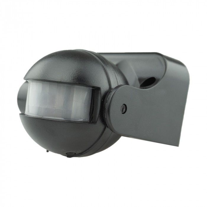 Czujnik ruchu i zmierzchu Ecolight podczerwień PIR czarny do 12 metrów ścienny natynkowy IP44 wym: 8 x 8,8 x 9,8 cm - 1 szt.