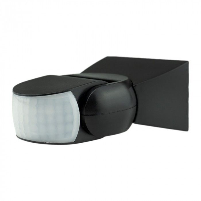 Czujnik ruchu i zmierzchu Ecolight podczerwień PIR czarny do 12 metrów ścienny natynkowy IP65 wym: 5,3 x 8 x 9,5 cm - 1 szt.