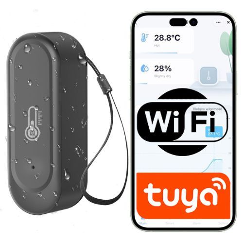 Czujnik Temperatury i Wilgotności Sone WiFi IP65 Tuya z alarmami na zewnątrz Czarny 1 szt.